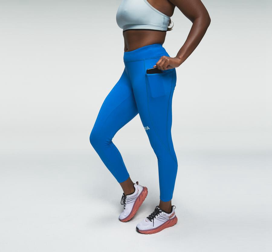 Pantalones Hoka One One Mujer Azules - Performance Crop Tight - ROAD01394